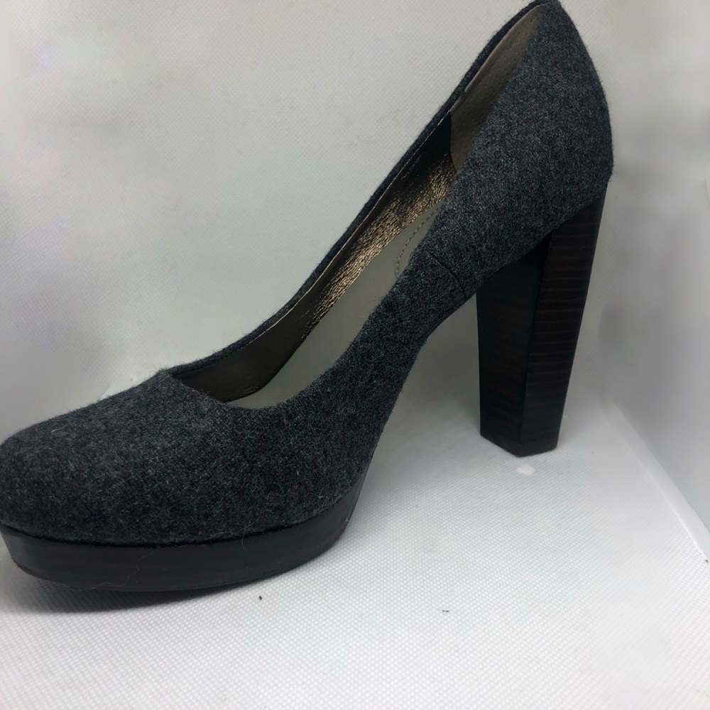 Grey felt platform heels